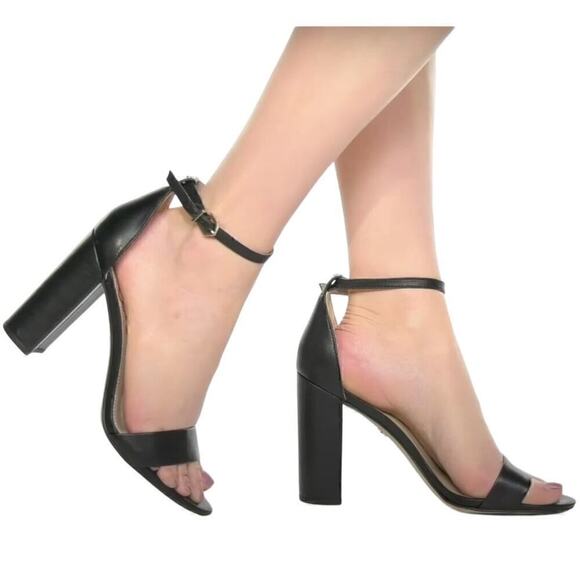 Sam Edelman Yaro Sandals Leather Ankle Strap Chunky Block Heels Black NWT Sz 8.5 - Picture 2 of 11